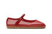 Women's Miramar Espadrille in Forever Red mesh, side view