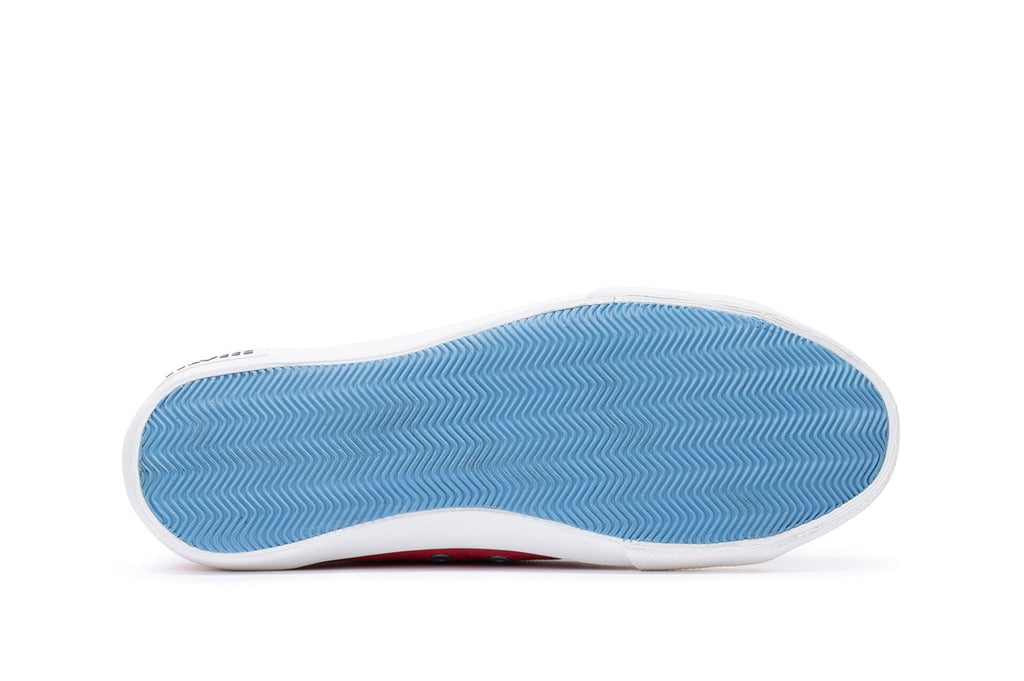 Women's Monterey Sneaker in Forever Red canvas, outsole view