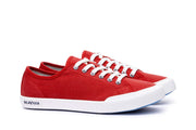Women's Monterey Sneaker in Forever Red canvas, three-quarter view