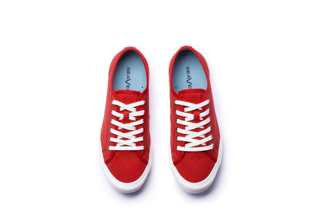 Women's Monterey Sneaker in Forever Red canvas, top view