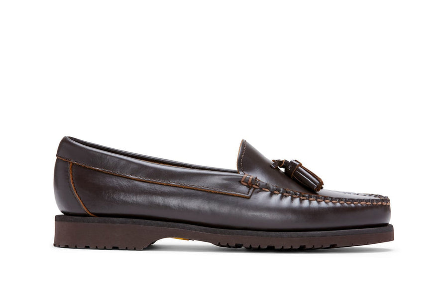 Women's Rickie Tassel Loafer in Dark Chocolate leather, side view