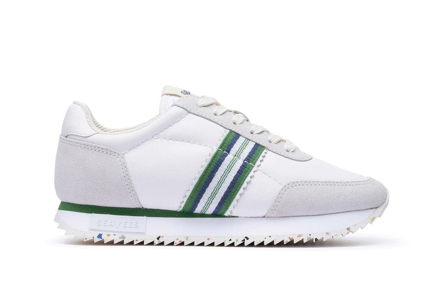 Women's Royal Runner sneaker in Champion White leather and suede, side view
