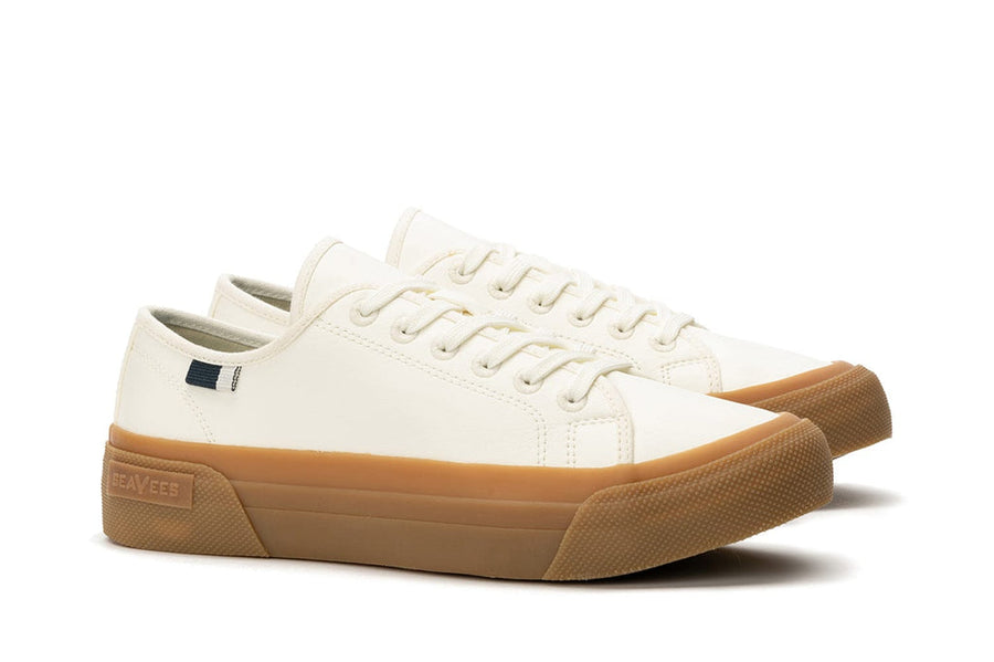 Women's SeaChange LTT sneaker in White/Gum corn leather, three-quarter view