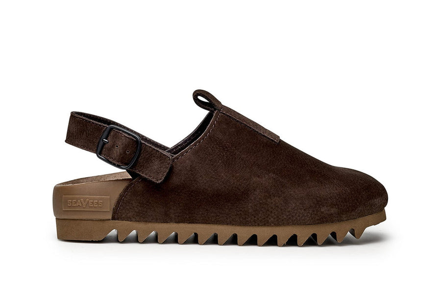 Women's Tahoe Trekker sandal in Dark Chocolate leather, side view