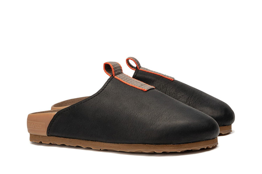 Women's Tiburon Trekker sandal in Black leather, three-quarter view