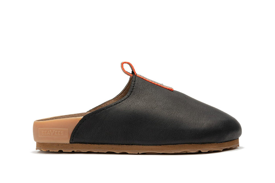 Women's Tiburon Trekker sandal in Black leather, side view