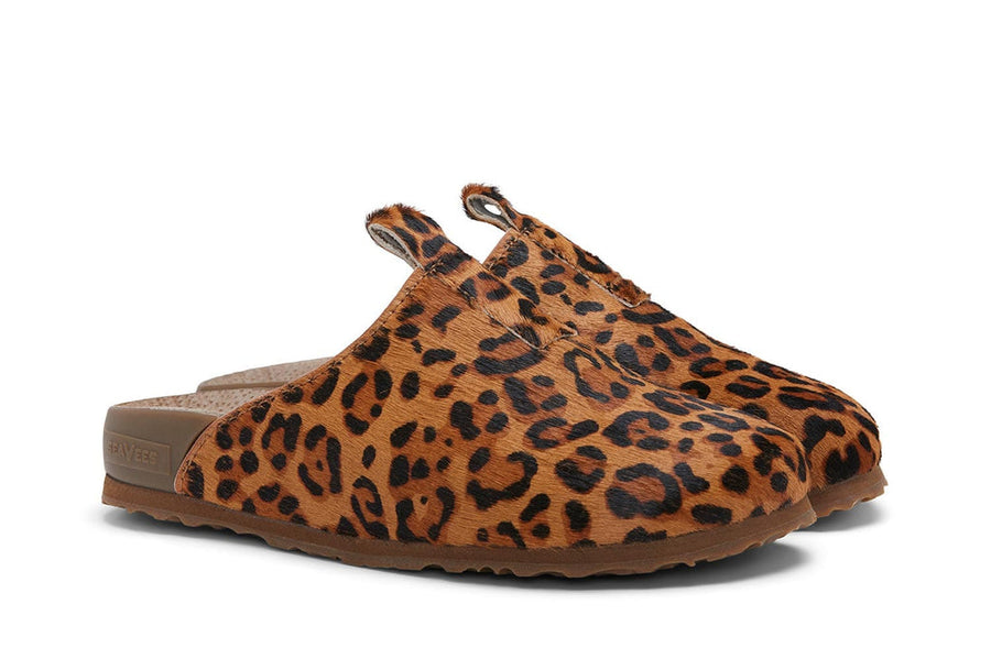 Women's Tiburon Trekker sandal in Leopard leather, three-quarter view