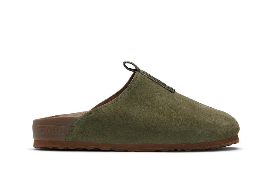 Women's Tiburon Trekker sandal in Moss suede, side view