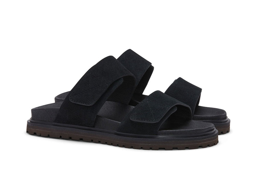 Women's Townsend Slide in Black suede, three-quarter view