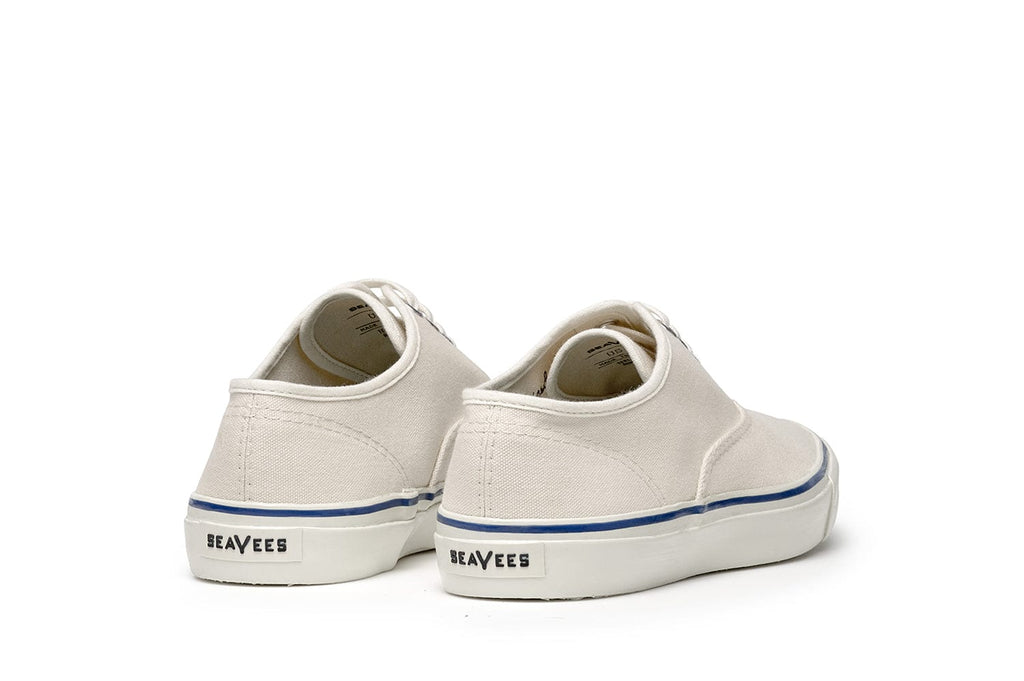 Women's Founders Edition Yacht Shoe in White canvas, heel view