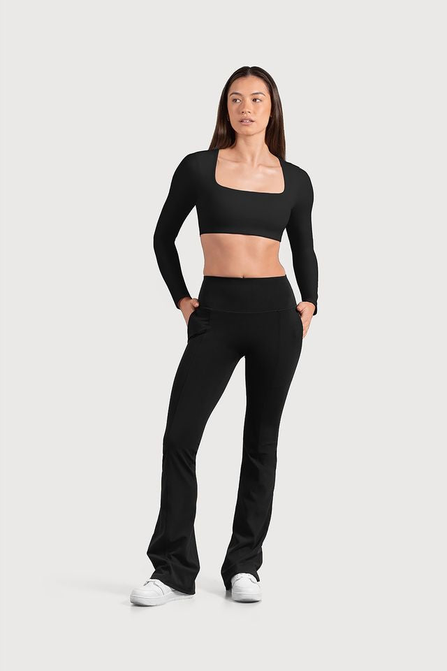 Ladies Active Long Sleeve Crop Top
