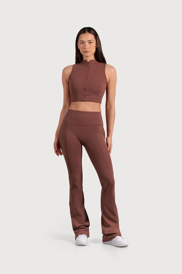Ladies Active Zip Front Crop Top
