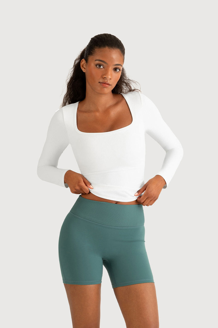 Ladies Apex Rib Long Sleeve Top