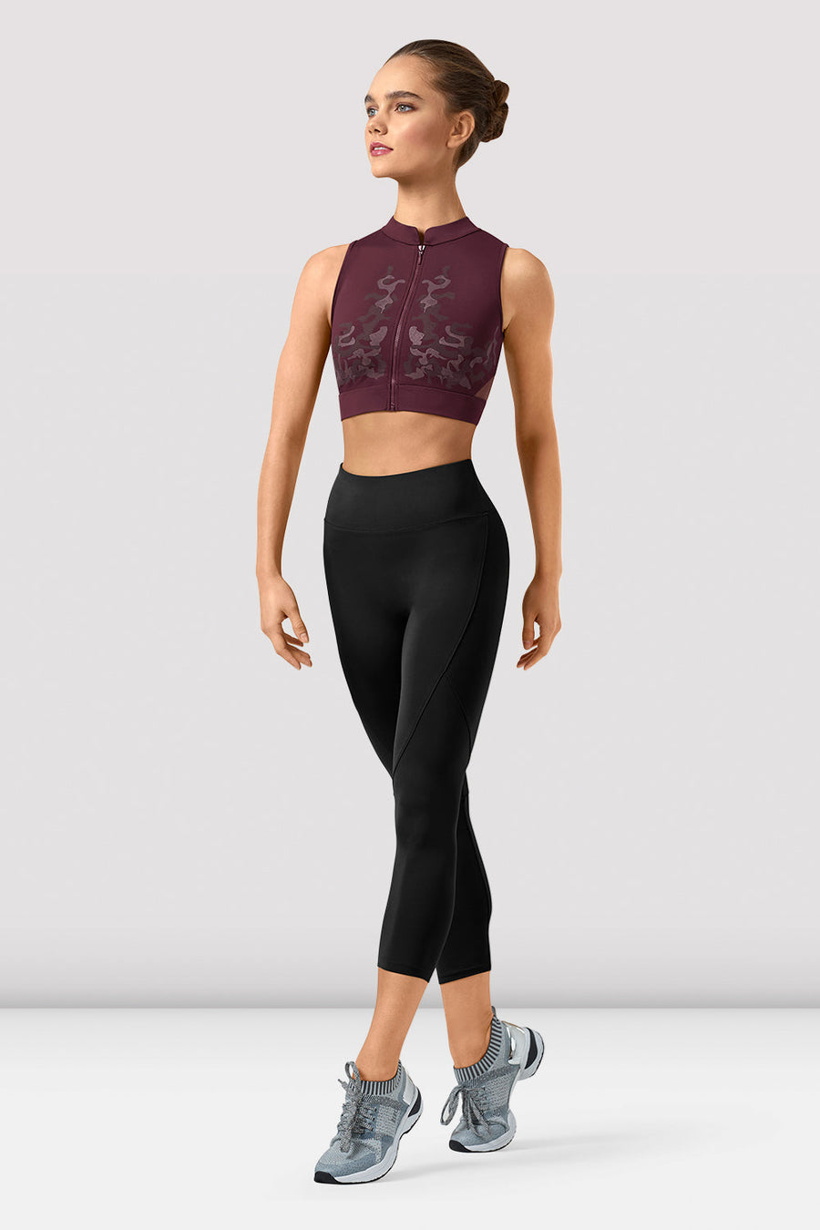 Ladies Rayna Mirage Print Zipper Crop Top