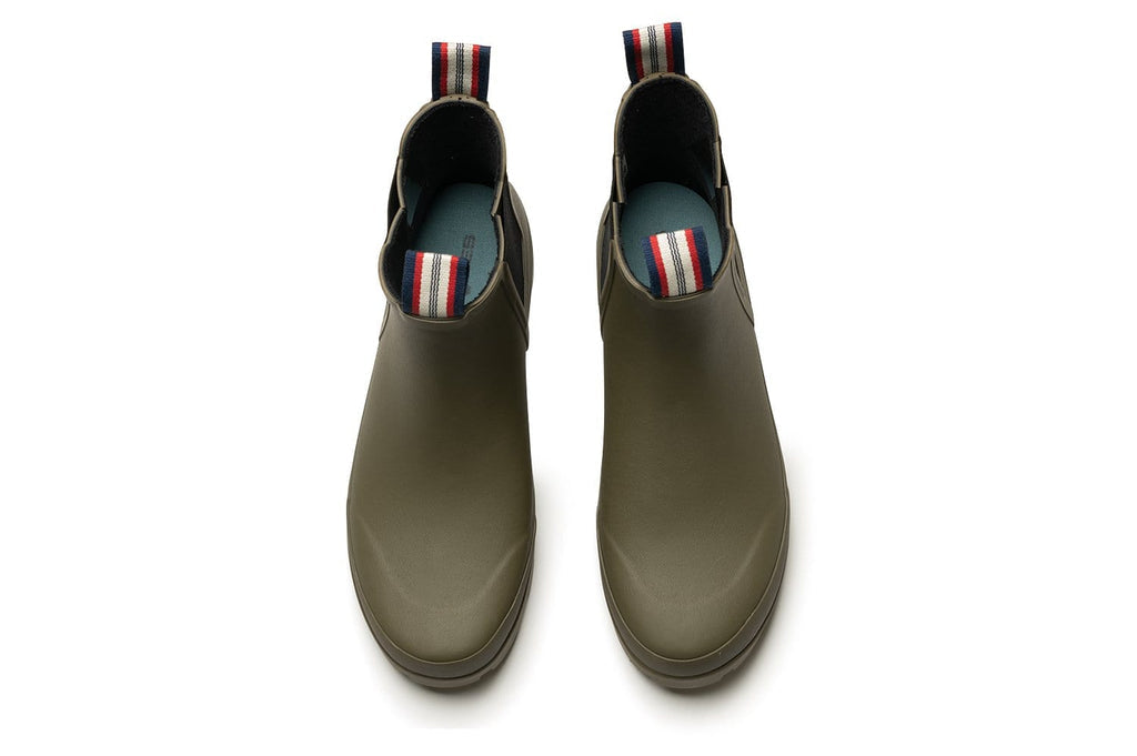 Women's Bolinas Off Shore Boot in Military Olive rubber, top view