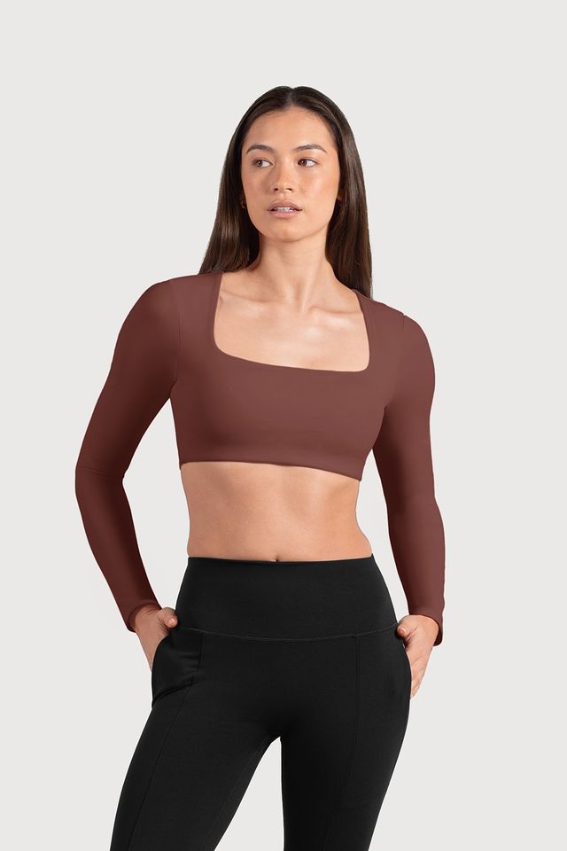 Ladies Active Long Sleeve Crop Top