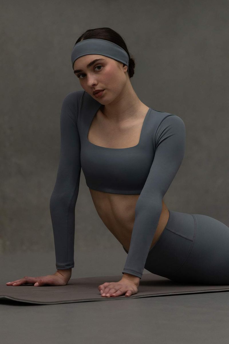 Ladies Active Long Sleeve Crop Top