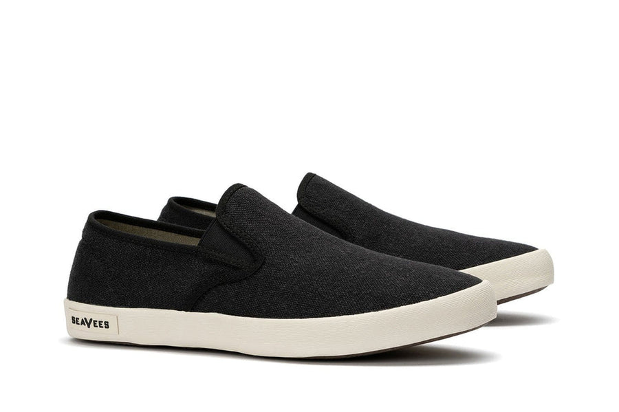 Men's Baja Slip On in Black canvas, three-quarter view