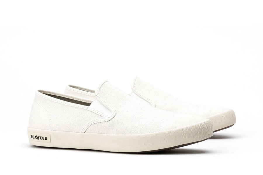 Men's Baja Slip On in White canvas, three-quarter view