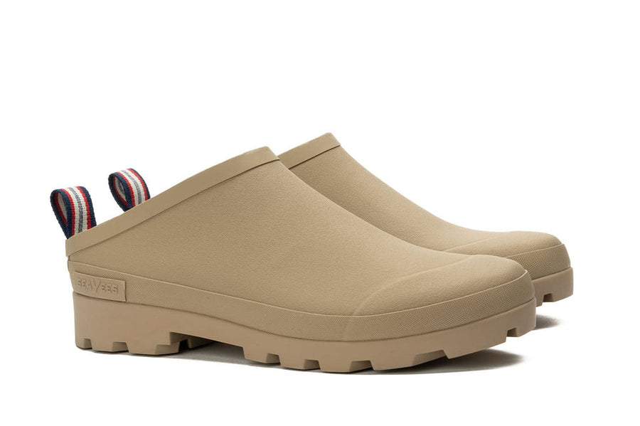 Men's Bodega Clog in Dune rubber, three-quarter view