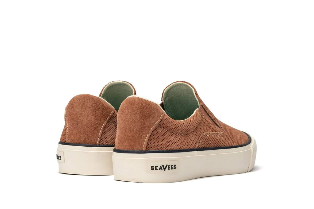 Men's Hawthorne Slip On in Terracotta suede, heel view