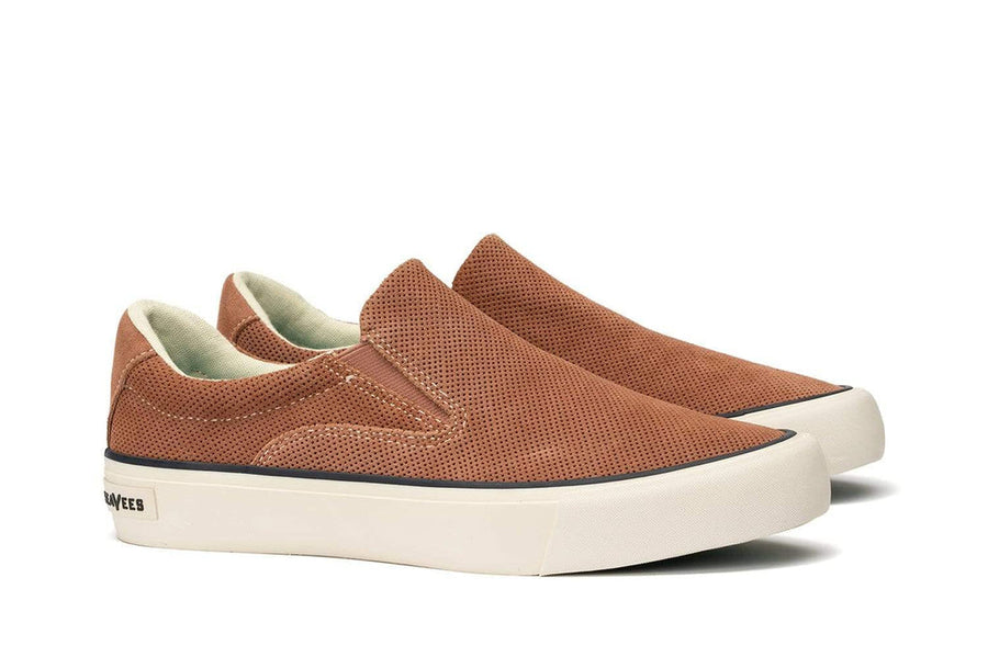 Men's Hawthorne Slip On in Terracotta suede, three-quarter view