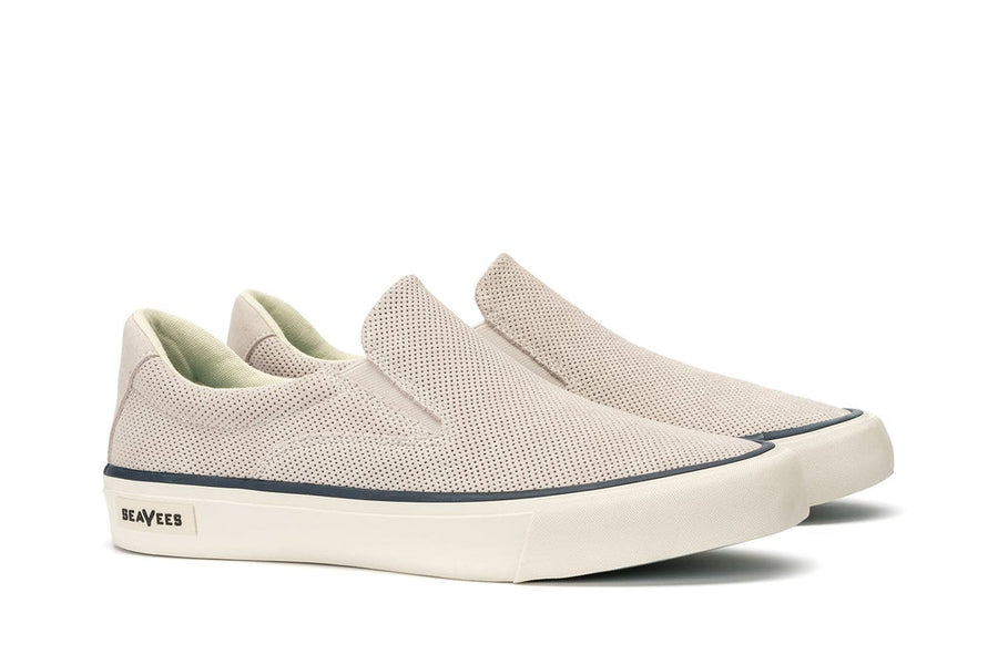 Men's Hawthorne Slip On in Ecru suede, three-quarter view