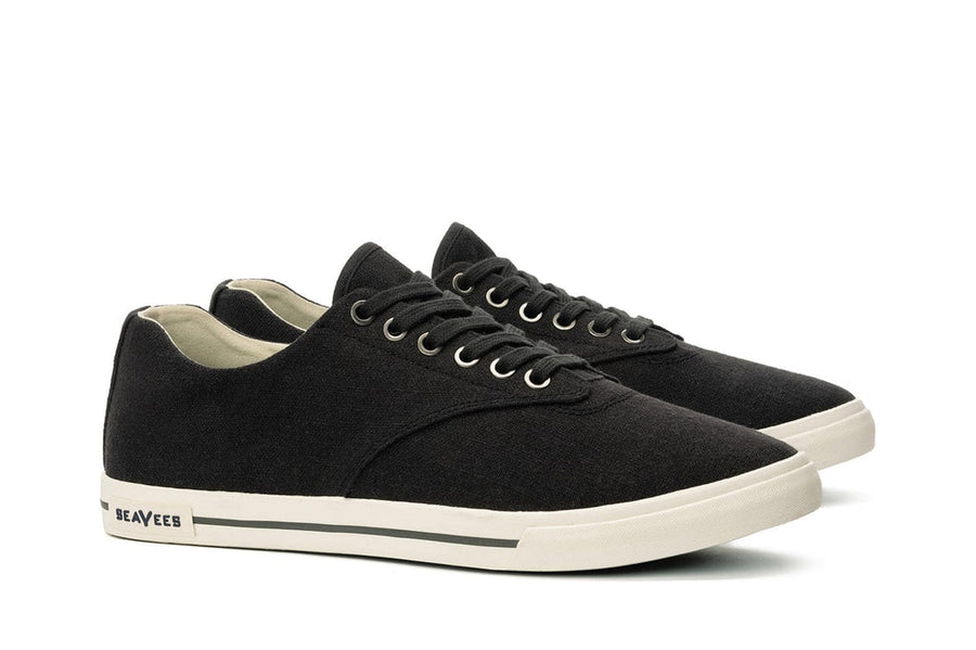 Men's Hermosa Sneaker in Black canvas, three-quarter view