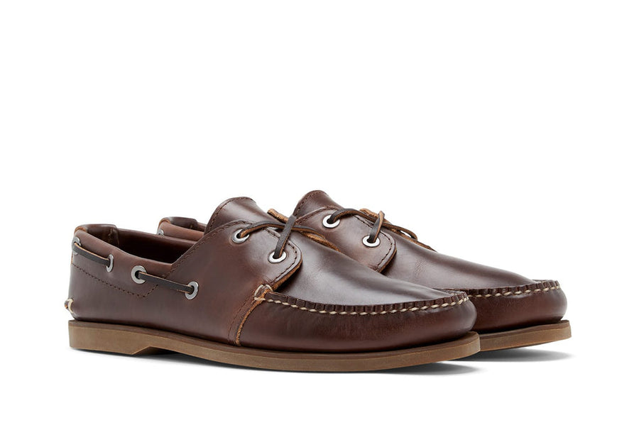 Men's Landing Boat Shoe in Weathered Wood leather, three-quarter view