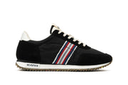 Men's Royal Runner sneaker in Black nylon and suede, side view