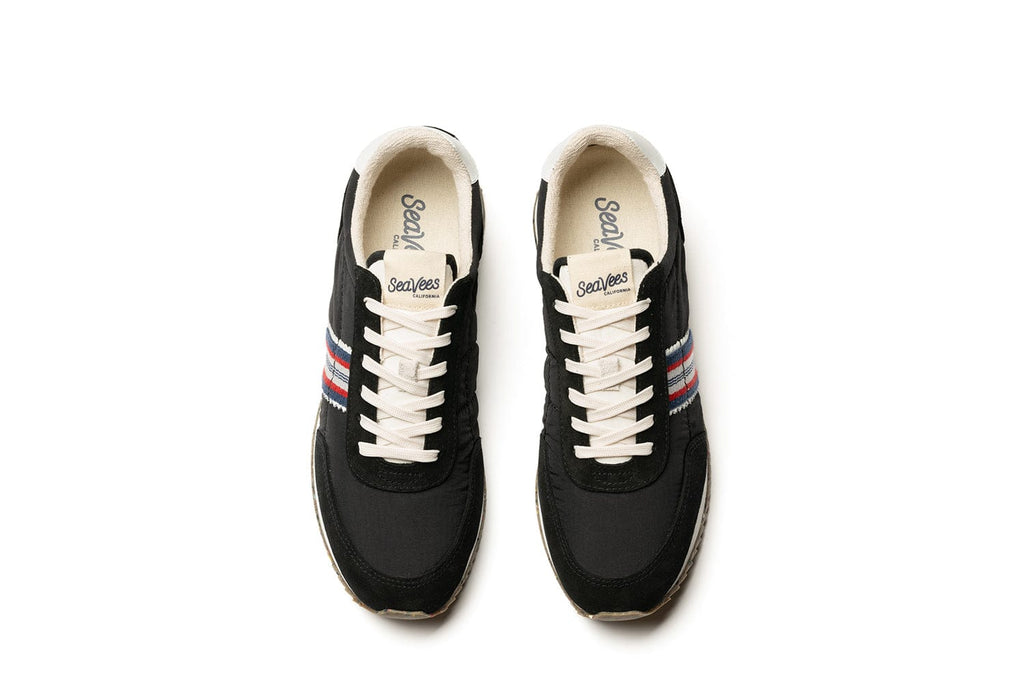 Men's Royal Runner sneaker in Black nylon and suede, top view