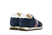 Men's Royal Runner sneaker in Blue nylon and suede, heel view