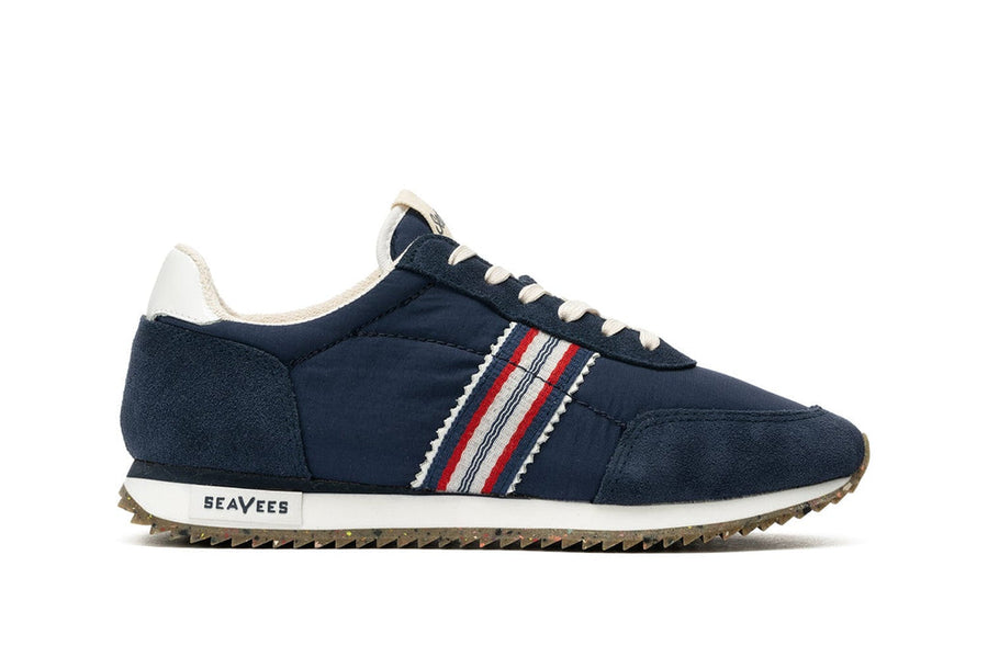 Men's Royal Runner sneaker in Blue nylon and suede, side view