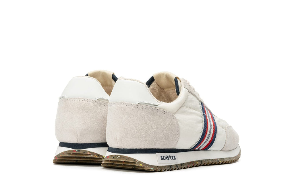 Men's Royal Runner sneaker in White nylon and suede, heel view