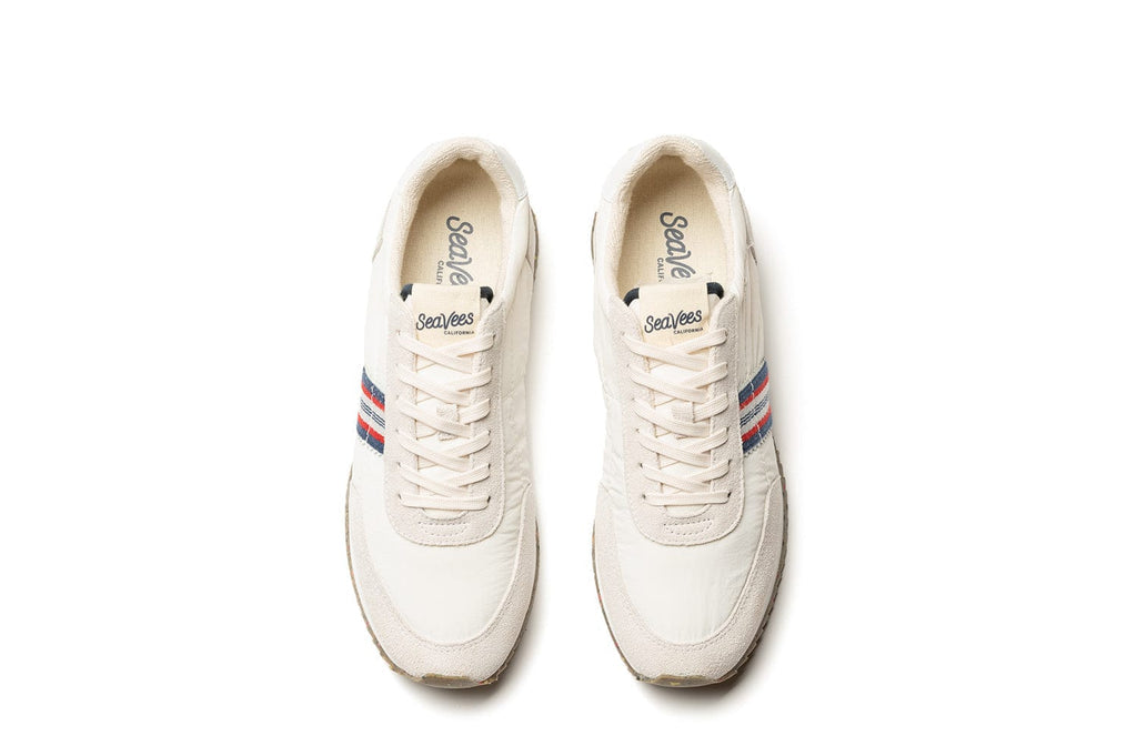 Men's Royal Runner sneaker in White nylon and suede, top view