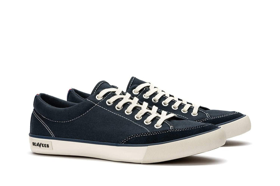 Men's Westwood Tennis Shoe in Slate Navy canvas, three-quarter view