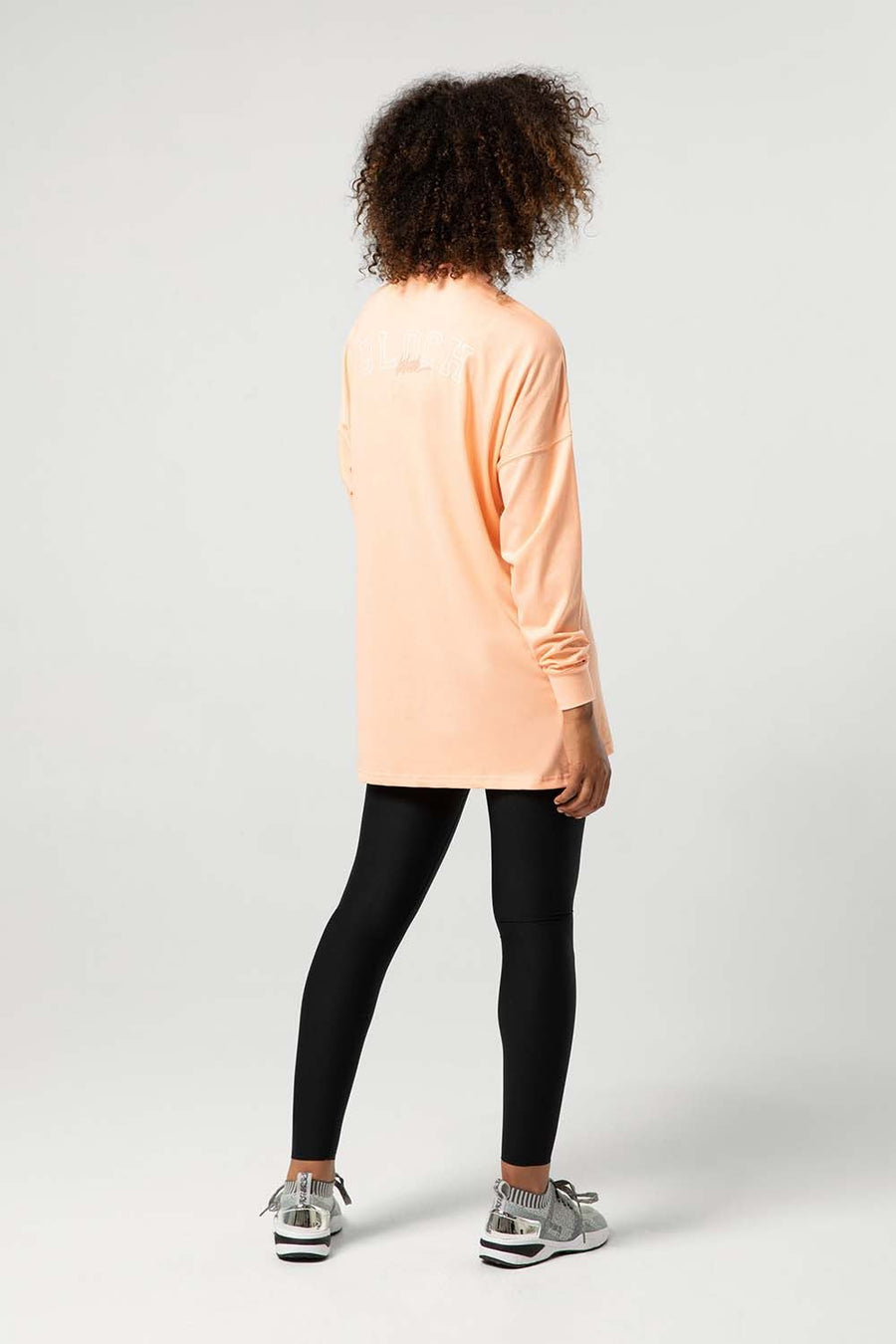 Ladies Bloch Print Oversized Long Sleeve Tee