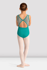 Girls Mirella Celestia Boat Neck Printed Leotard