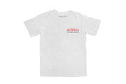 SeaVees Sandy white t-shirt, front view with small red chest logo