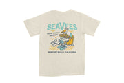 SeaVees Sandy natural t-shirt, back view with Newport Beach graphic