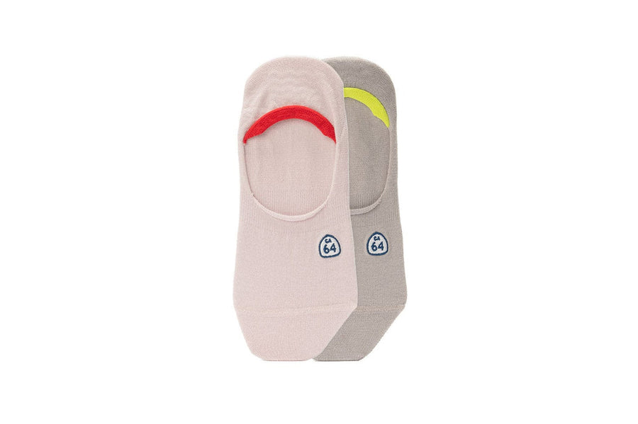 Women's Hideaways no-show socks in gray and pink, 2-pack