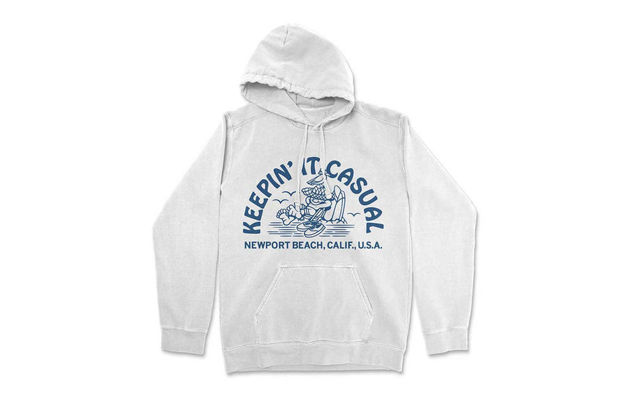 SeaVees Keepin' It Casual Newport Beach white hoodie, front view