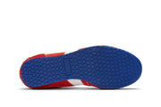 Women's Parsons Low Profile Trainer sneaker in Ribbon Red nylon and suede, outsole view