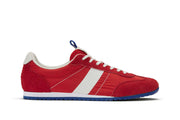 Women's Parsons Low Profile Trainer sneaker in Ribbon Red nylon and suede, side view