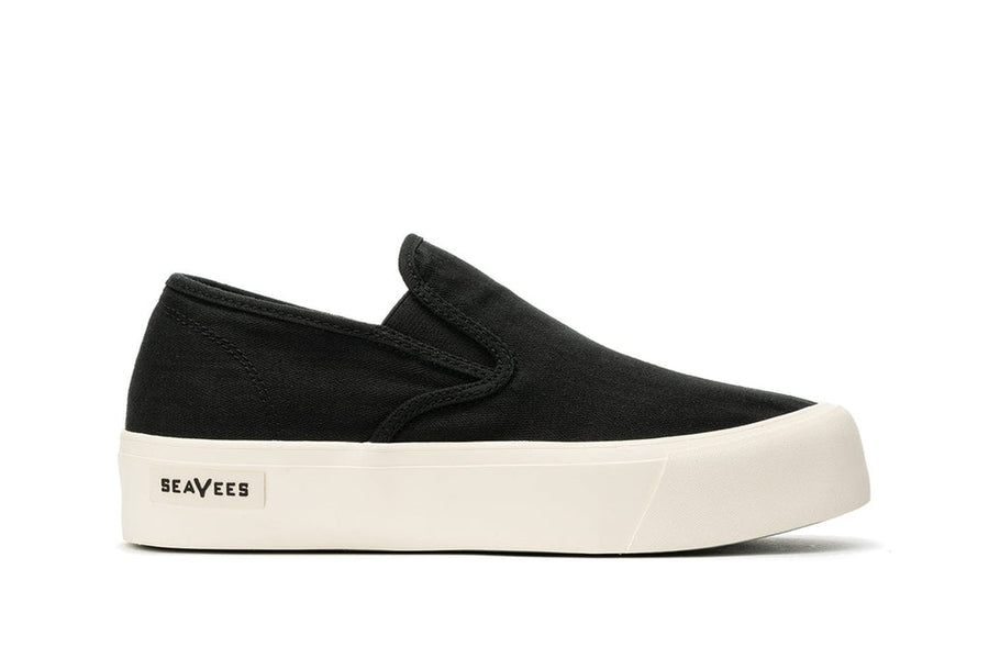 Women's Baja Slip On in Black canvas, side view
