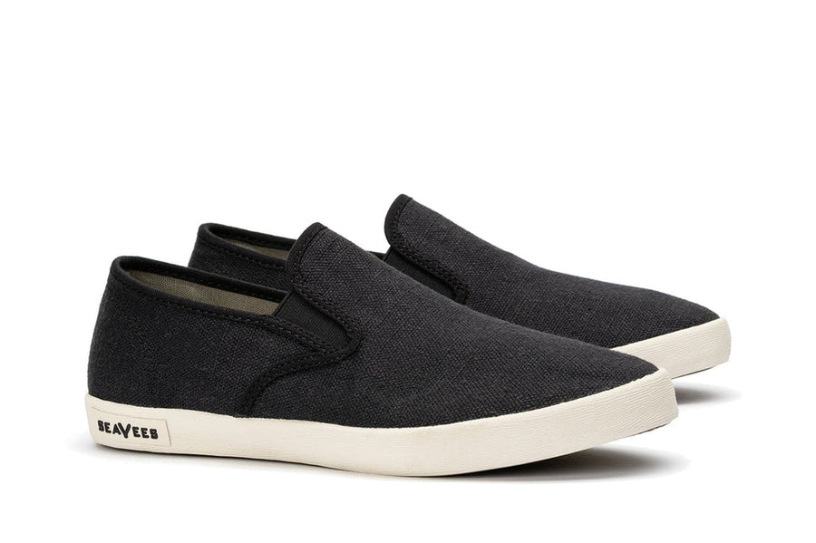Women's Baja Slip On in Black canvas, three-quarter view