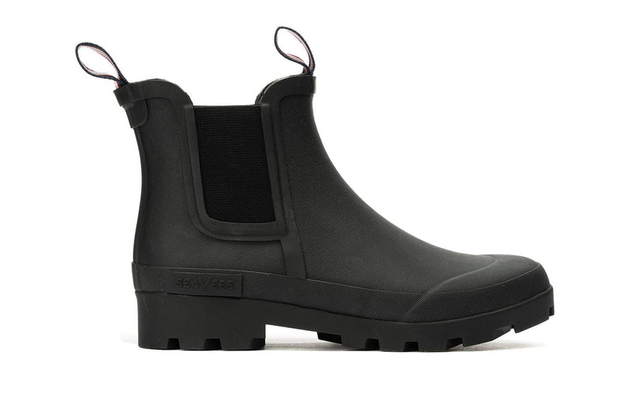 Women's Bolinas Off Shore Boot in Black rubber, side view