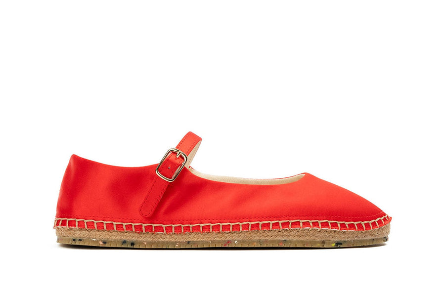Women's Miramar Espadrille in Strawberry fabric, side view