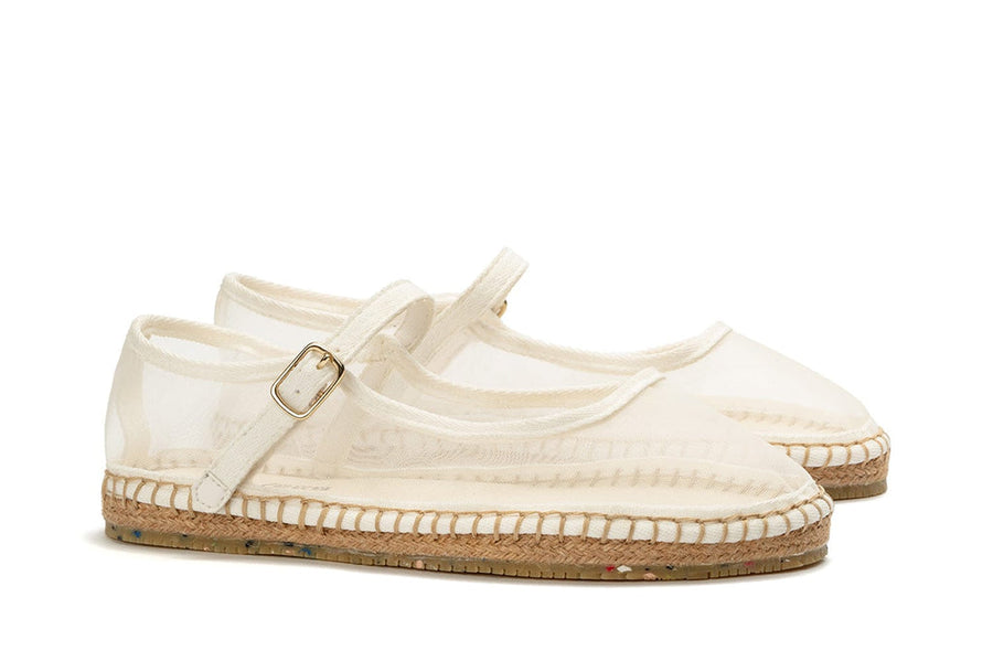 Women's Miramar Espadrille in White mesh, three-quarter view