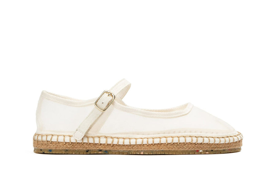 Women's Miramar Espadrille in White mesh, side view